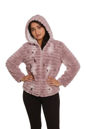 Dusty Rose Teddy Zip-Up Hoodie