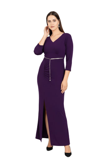 The Aubergine Chain-Belt Elegance Dress