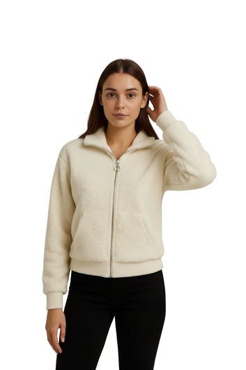 Classic White Sherpa Zip-Up