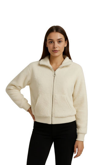 Classic White Sherpa Zip-Up