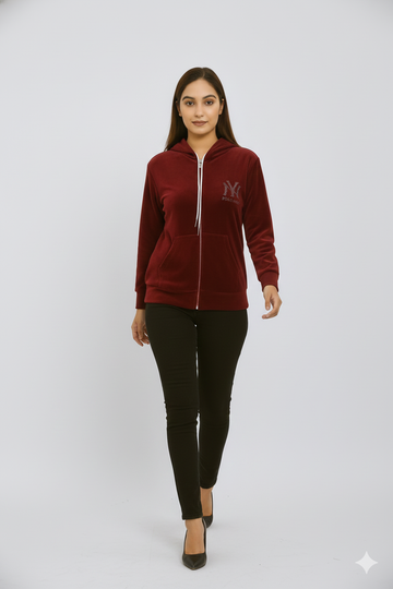 Deep Red Zip-Up Hoodie