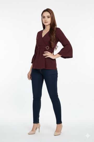 Wine Wrap Peplum Top
