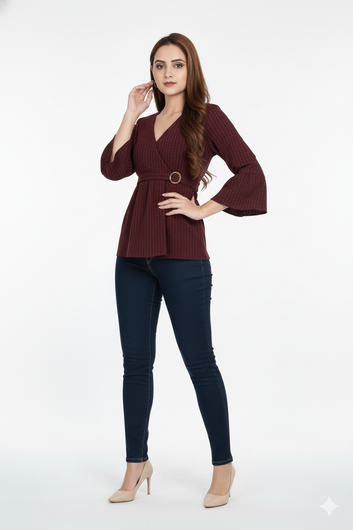Wine Wrap Peplum Top