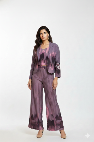 Violet Vapor Three Piece Co-ord Set