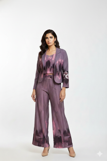 Violet Vapor Three Piece Co-ord Set