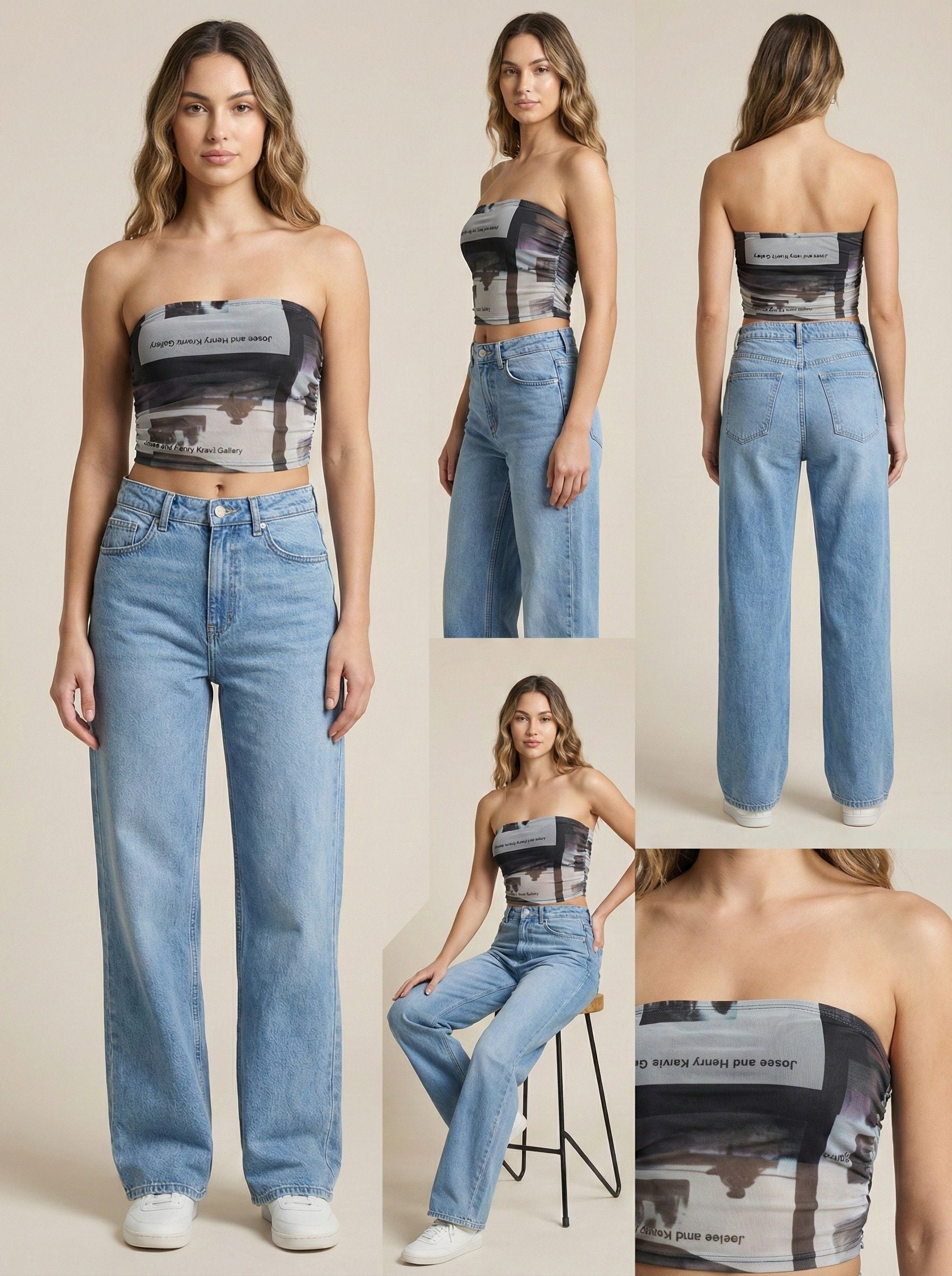 The 'Urban Gallery' Mesh Ruched Tube Top